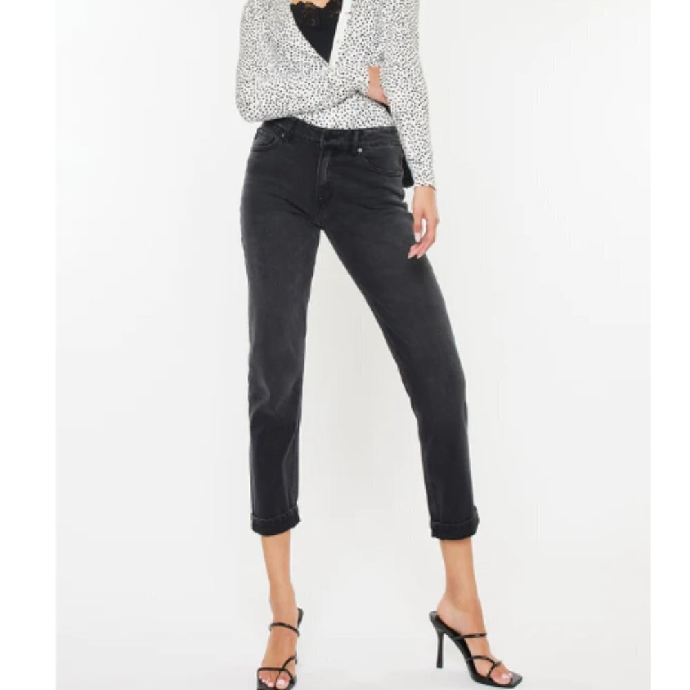 Kancan Women's High Rise 90's Straight Leg Jeans -7/27